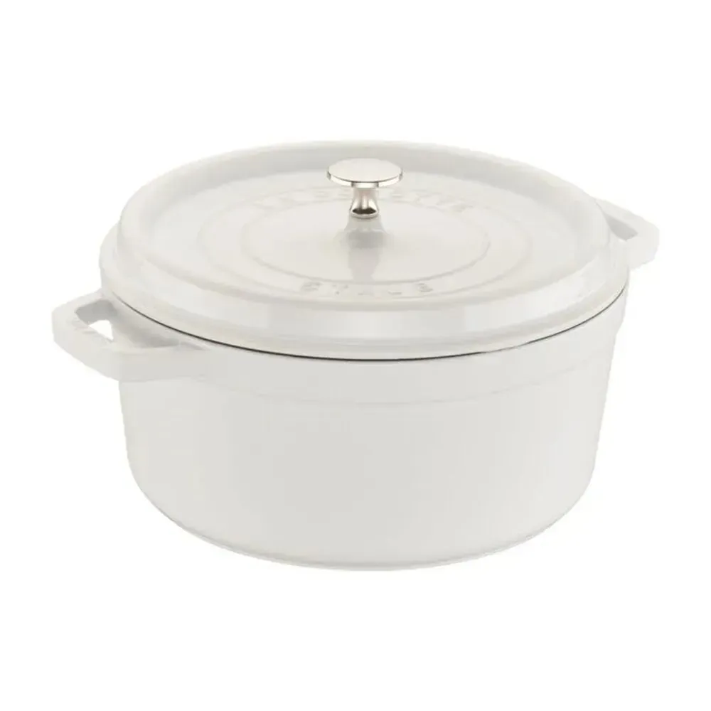 Staub 1004216 5.5-qt Cast Iron Round Cocotte with Lid, White