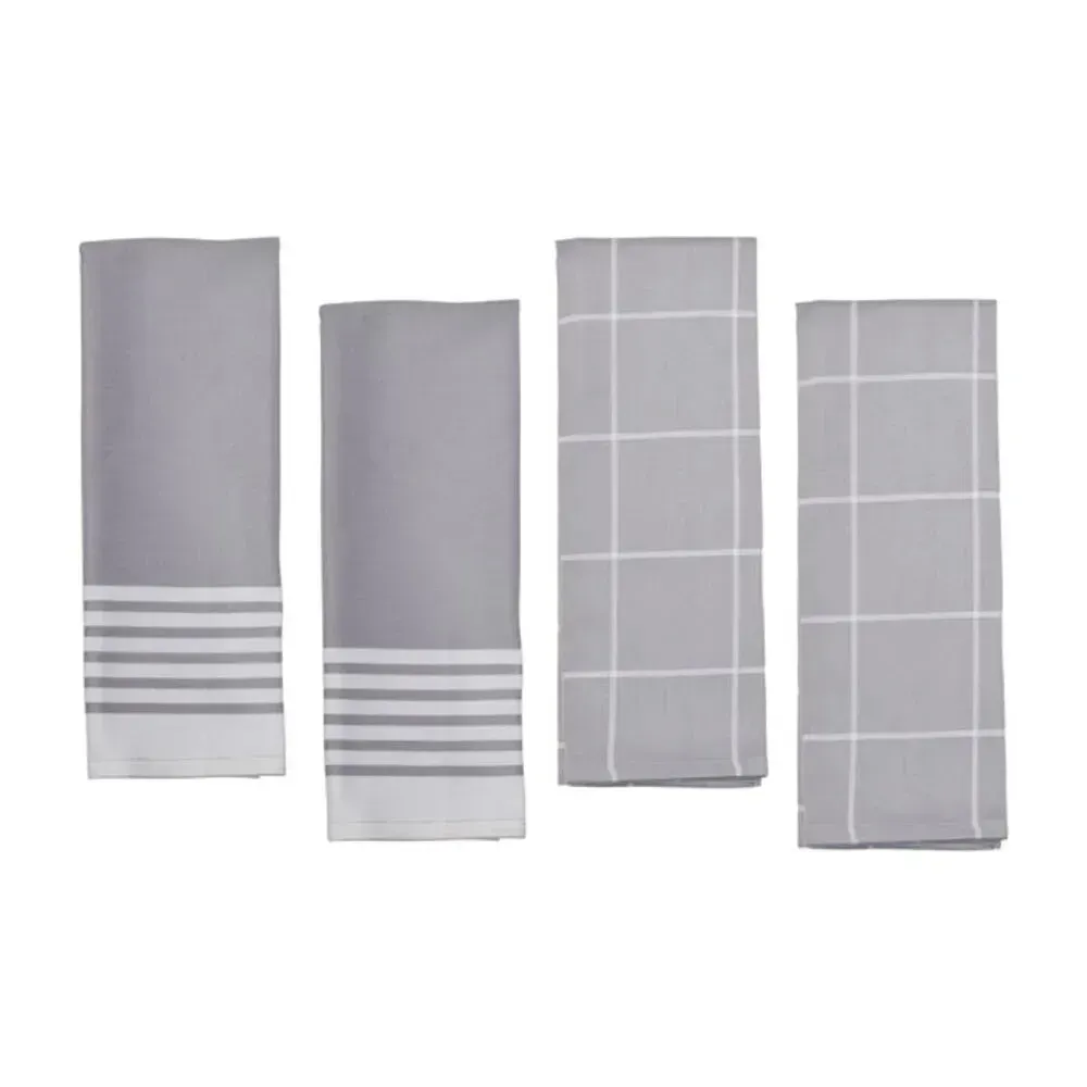 Zwilling 1013627 4-Piece Kitchen Towels Set, Cotton, Grey, 21" x 28 1/2"