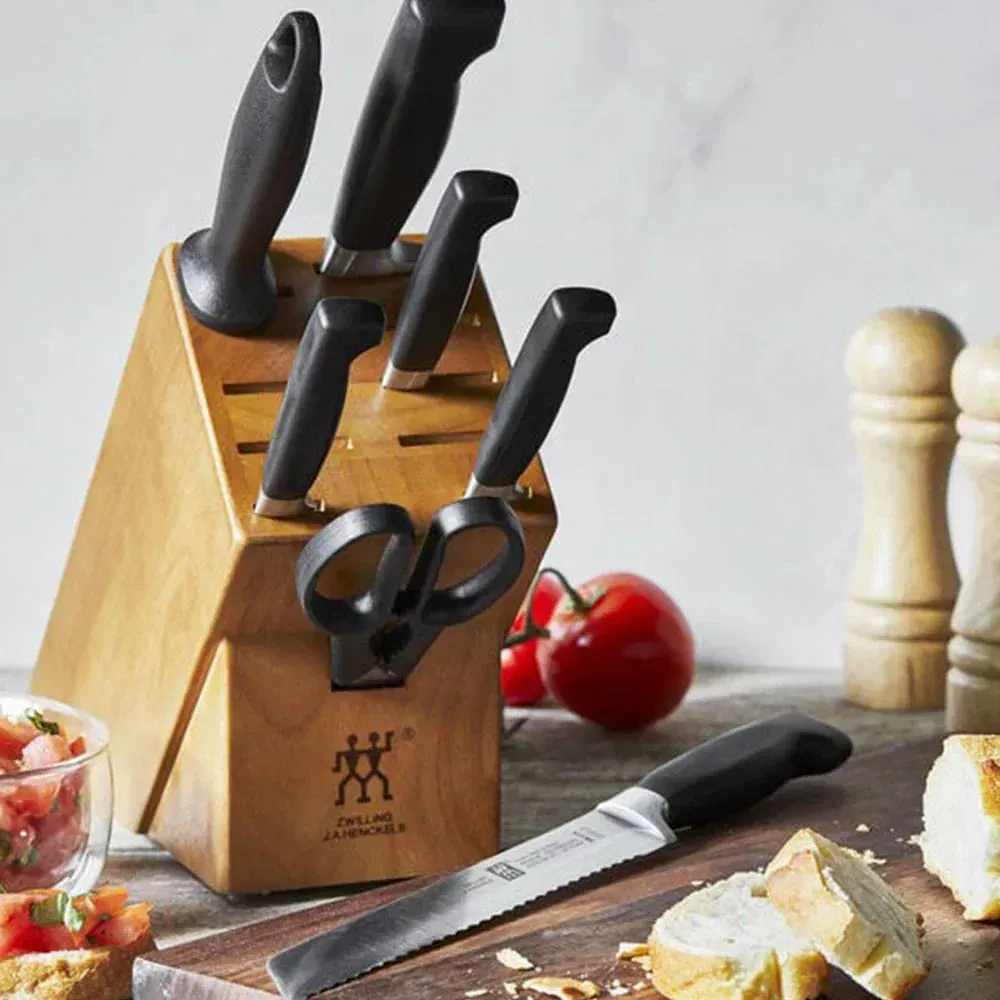 Zwilling 1018574 Four Star 8-Piece Knife Set with Wood Block