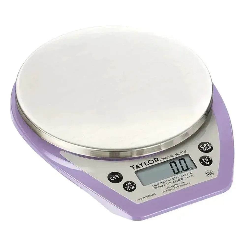 Taylor allergen-free digital portion control scale with stainless body and color coding, ideal for hygienic and safe food handling in busy kitchens.