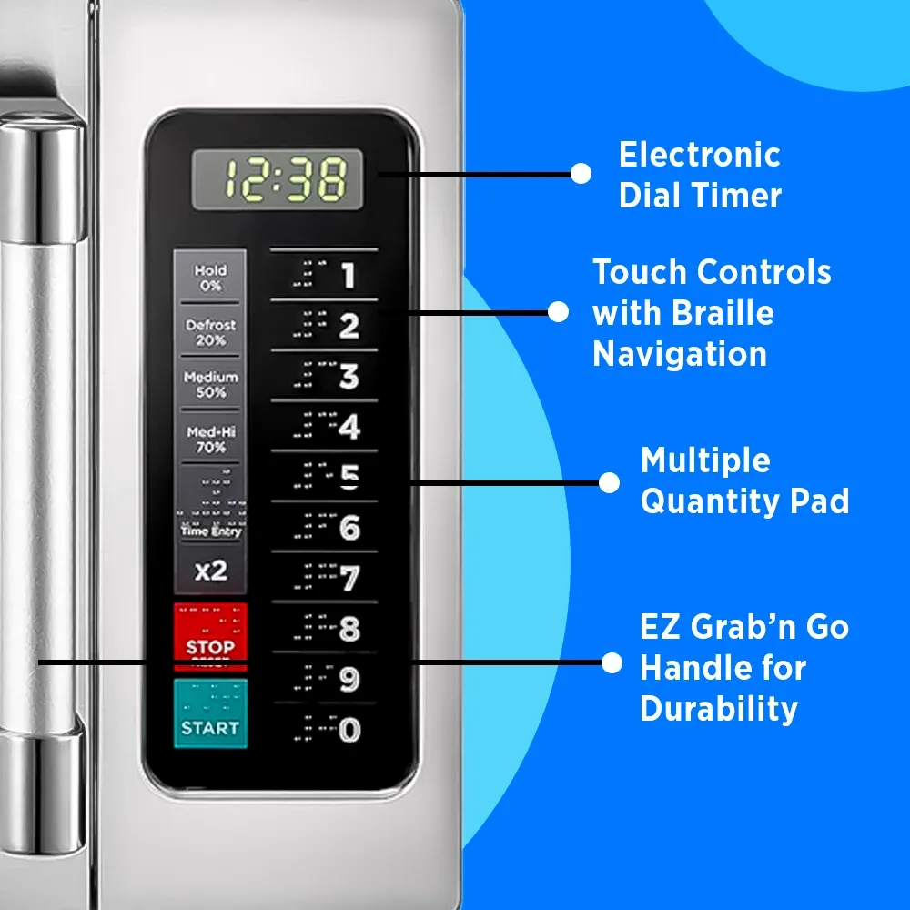 Midea sleek stainless microwave with smart touch pad, compact interior, and precise heating delivers fast, efficient meal preparation in any kitchen.