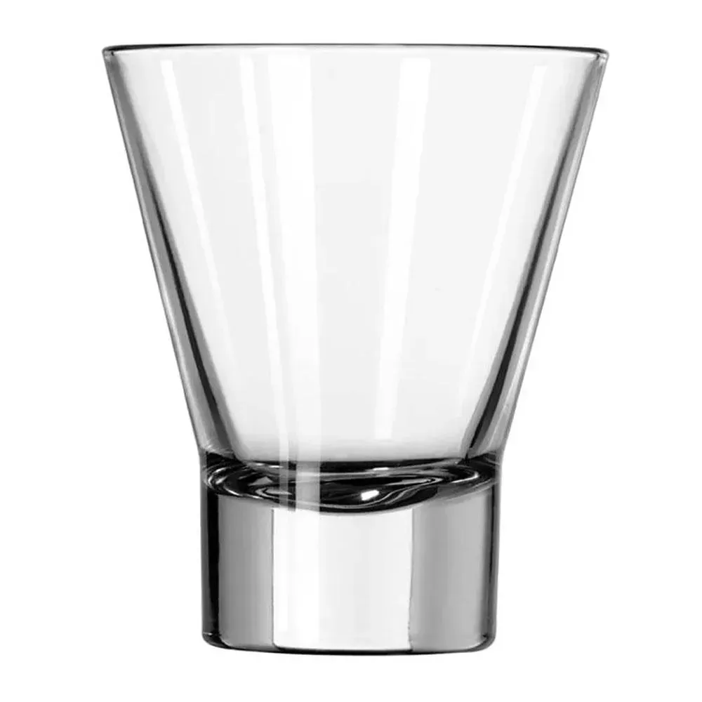 Classic old fashioned rocks glass from Libbey with a solid base and clean lines, perfect for engraved logos or monograms in a bar or lounge use.
