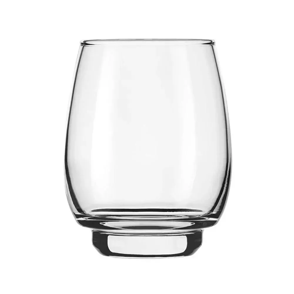 Compact orbital stackable glass by Libbey with modern curves, perfect for juice, soda, or personalized branding in high volume commercial settings.