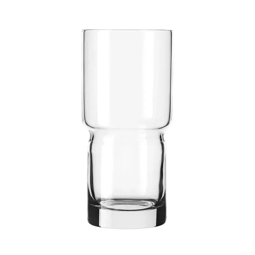 Newton stackable cooler glass from Libbey with a space saving design, ideal for busy bar setups needing fast service and efficient storage.