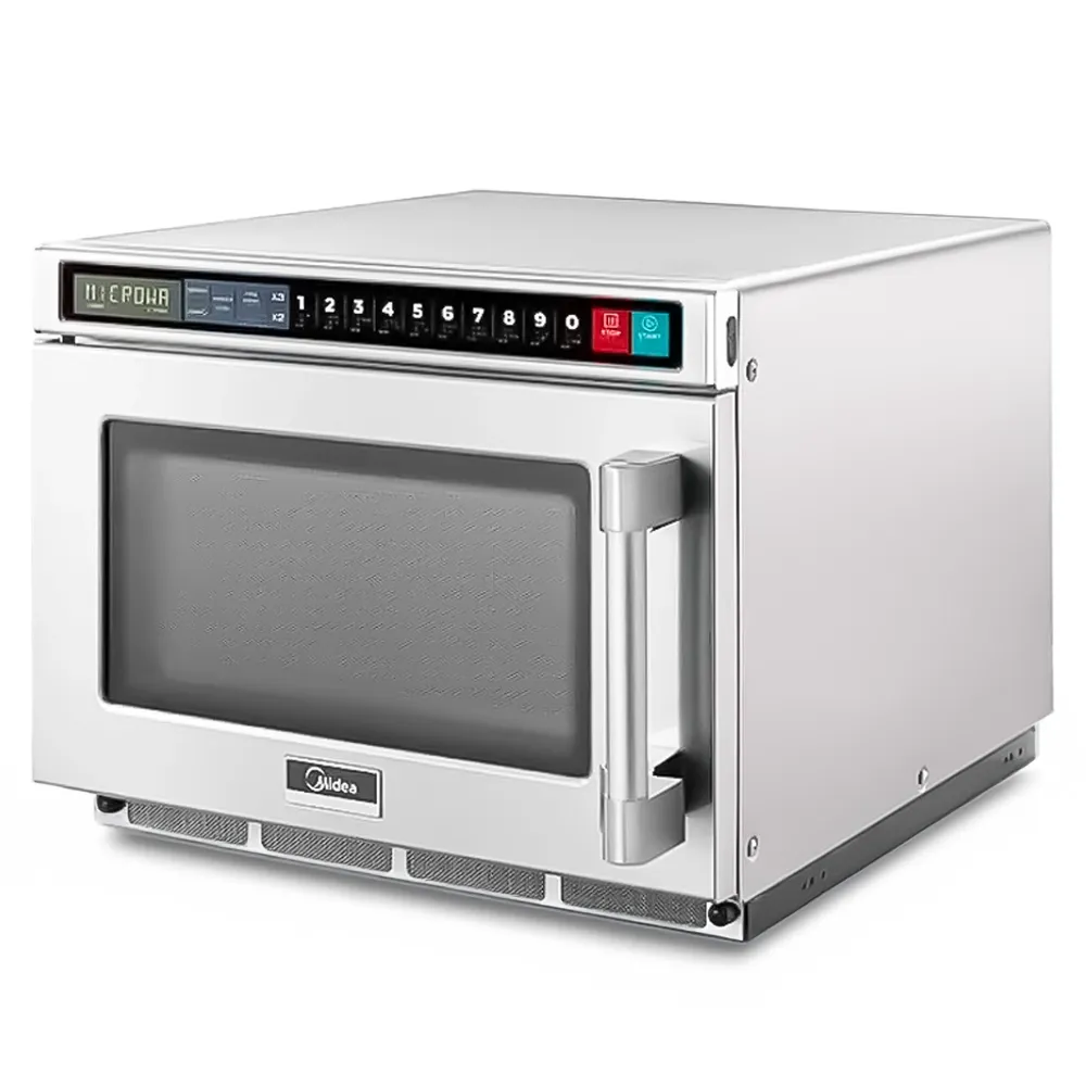 Midea microwave oven with touch control pad, one thousand two hundred watt, point six cubic foot, one hundred twenty volt single phase, modern kitchen tool.