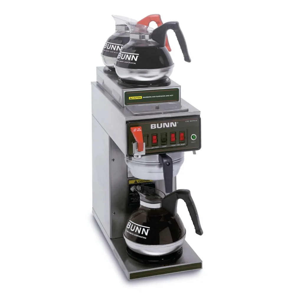 Bunn CWTF15-3 Automatic Coffee Brewer, 2 Upper/1 Lower Warmer, Stainless Funnel, 3.9 gal/hr