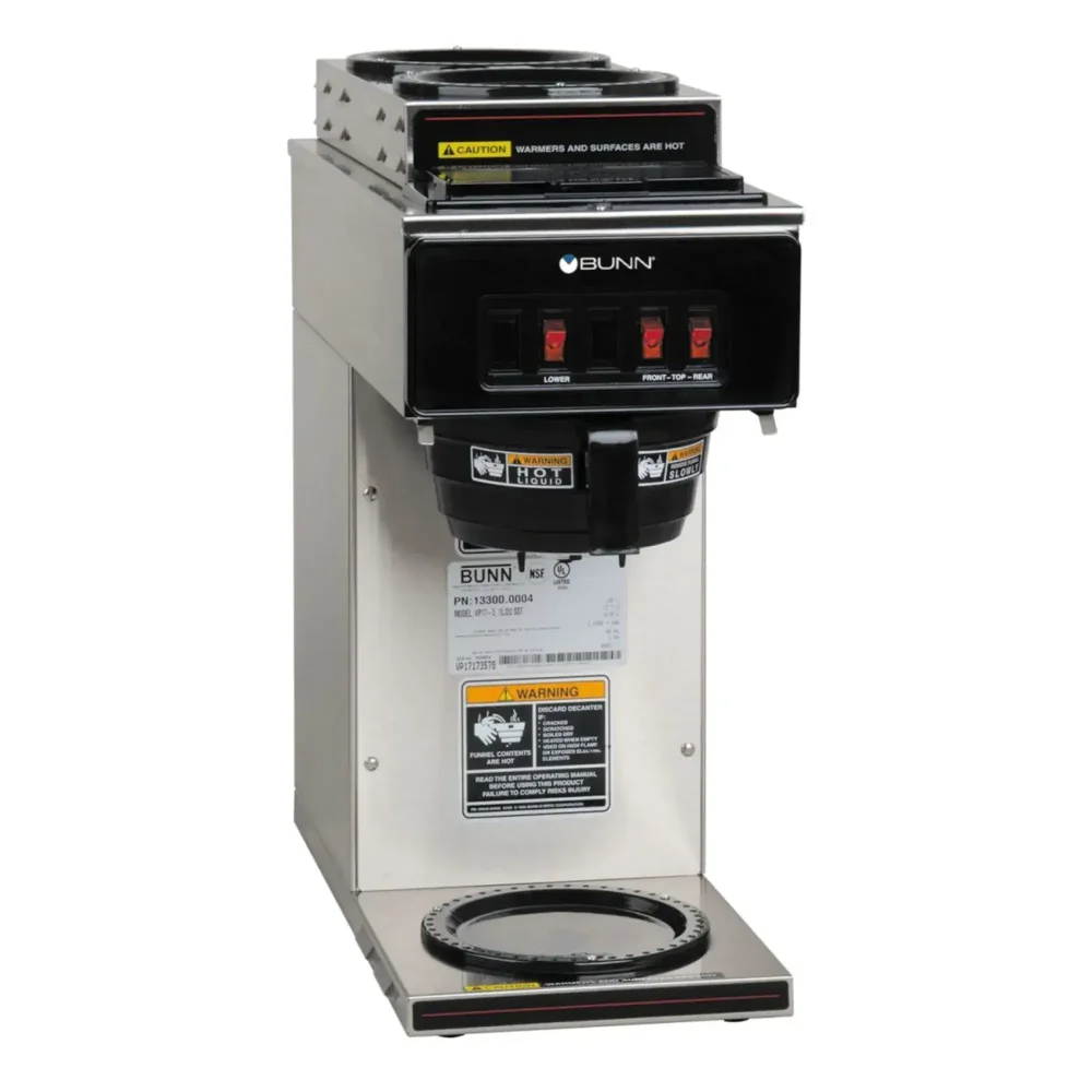 Bunn VP17-3 Low Profile Pourover Coffee Brewer, 2 Upper/1 Lower Warmer, 3.8 gal/hr, 120V