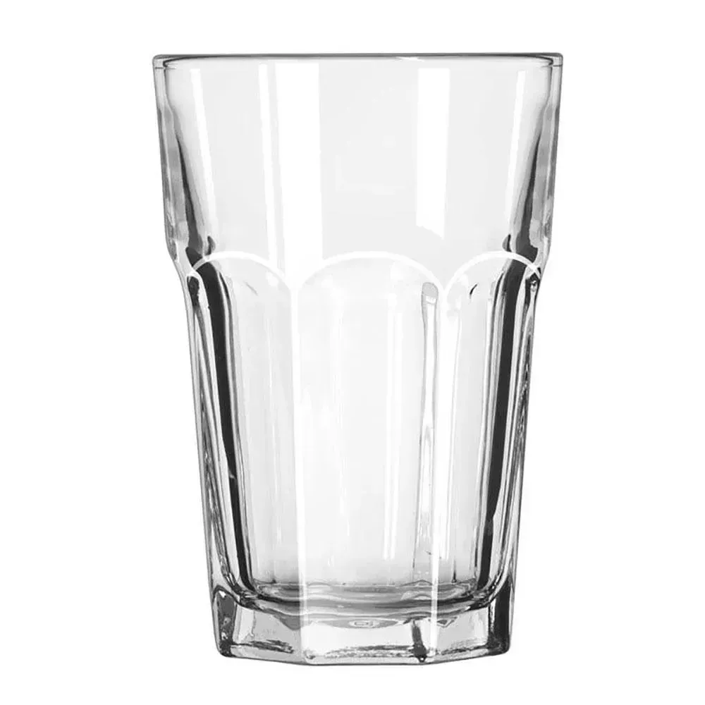 Generous Gibraltar beverage glass by Libbey with a classic panel design and ample capacity, perfect for water, soda, or iced tea in any setting.