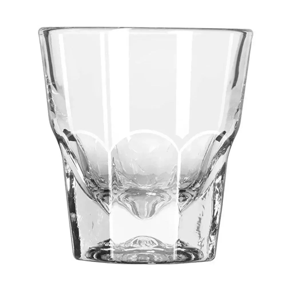 Petite Gibraltar espresso rocks glass by Libbey offers clear, compact style perfect for after dinner drinks, neat pours, or espresso cocktails.