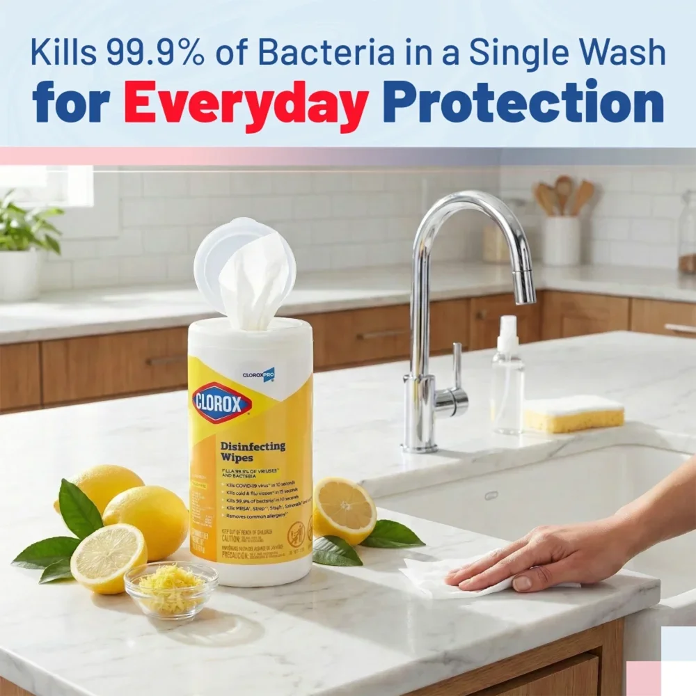 Clorox 15948 7" X 8" Lemon Fresh Disinfecting Wipes, 6/Case