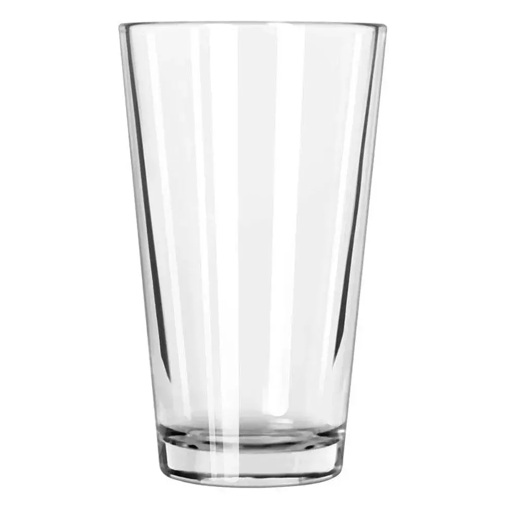 Restaurant Basics mixing glass by Libbey with a rim tempered build, perfect for bar use, beer service, or personalized branding in restaurants.