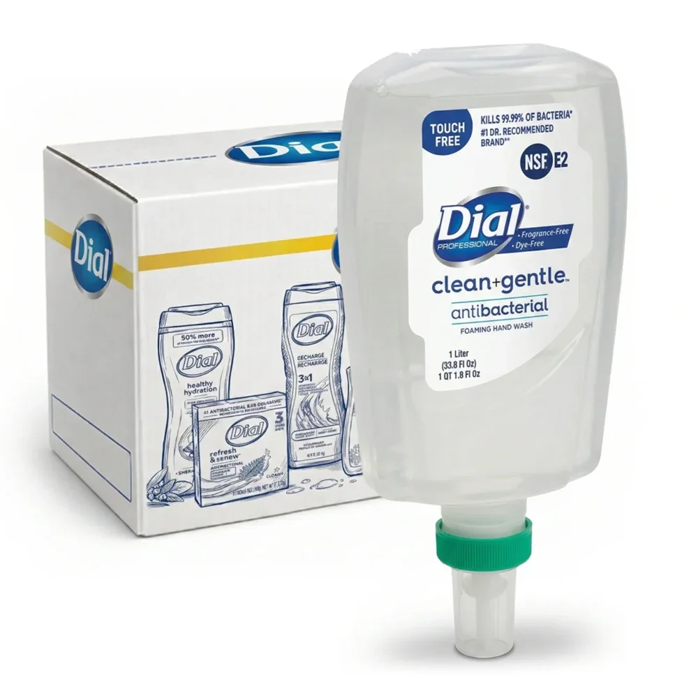 Dial 1 Liter Basics Fit X2 Foaming Hand Soap Refill, Touch Free, 3/Case
