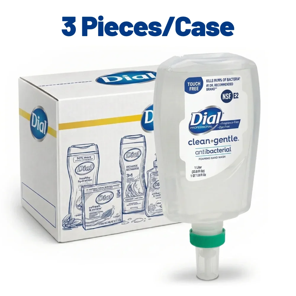 Dial 1 Liter Basics Fit X2 Foaming Hand Soap Refill, Touch Free, 3/Case