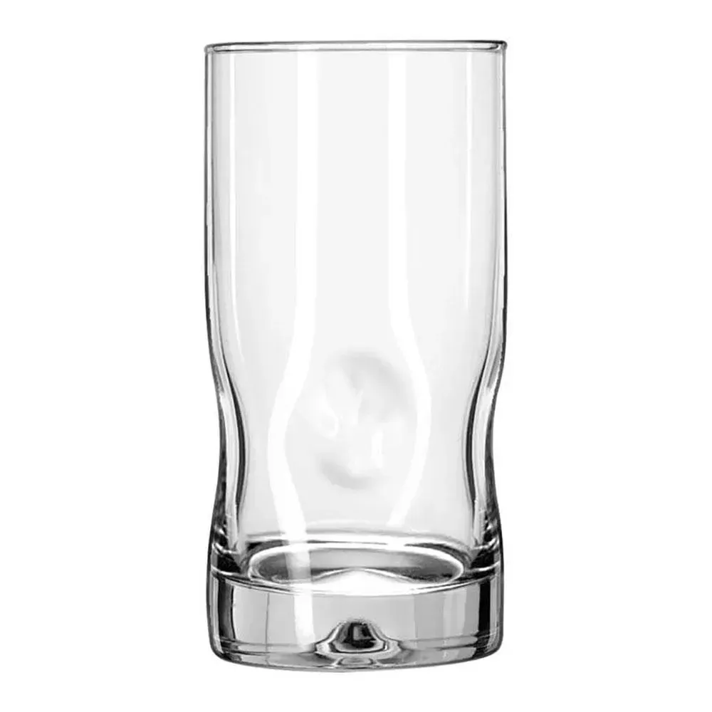 Impressions cooler glass by Libbey with molded finger grips and a clear body, ideal for iced tea, lemonade, or specialty drink presentation.