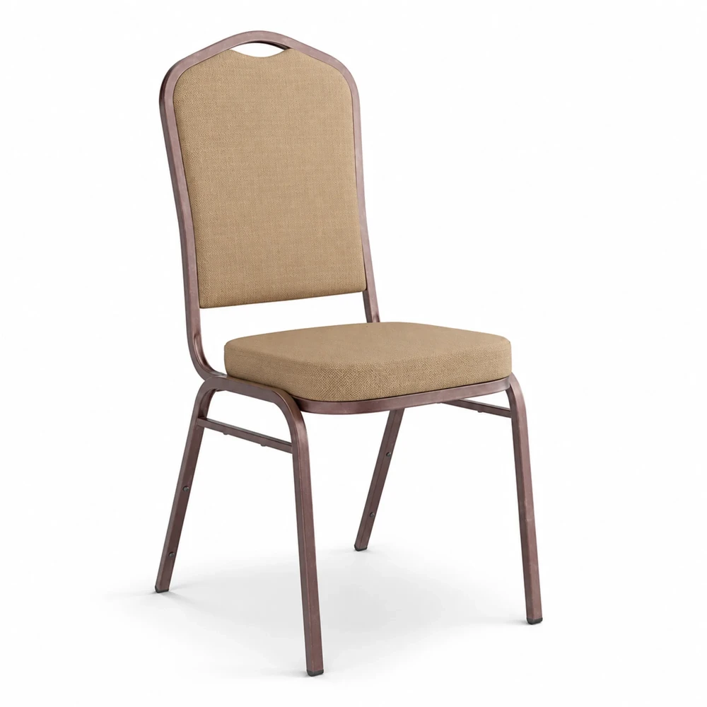 ChefPro Series 17" Banquet Chair, Table & Seating, Crown Back, Tan Fabric and Copper Vein Frame