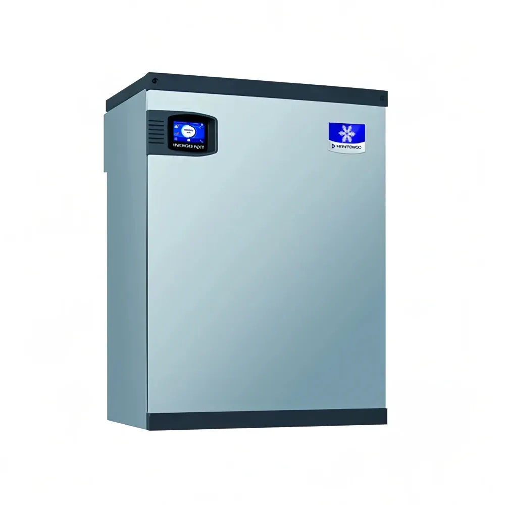 Indigo QuietQube twenty-two-inch remote condenser half-size cube Manitowoc ice machine head with stainless steel finish, binless design.