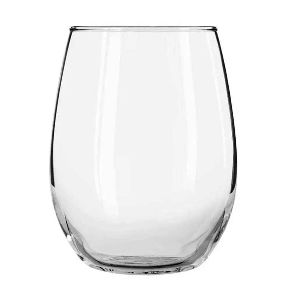 Stemless wine glass by Libbey with a modern curve and wide bowl, ideal for versatile beverage service or wine focused restaurant branding.