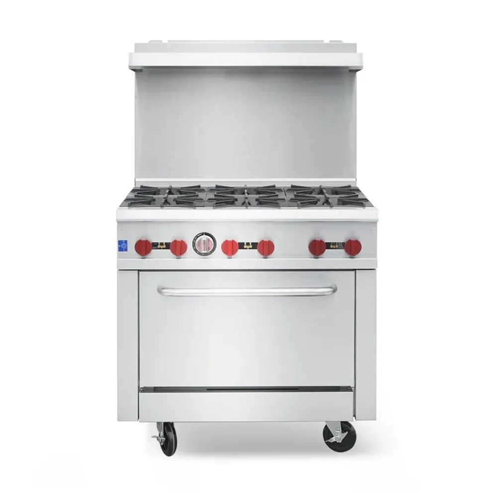 Platinum Flame Series 36" Commercial Gas Range with Oven, 6 Burners, 211,000 BTU