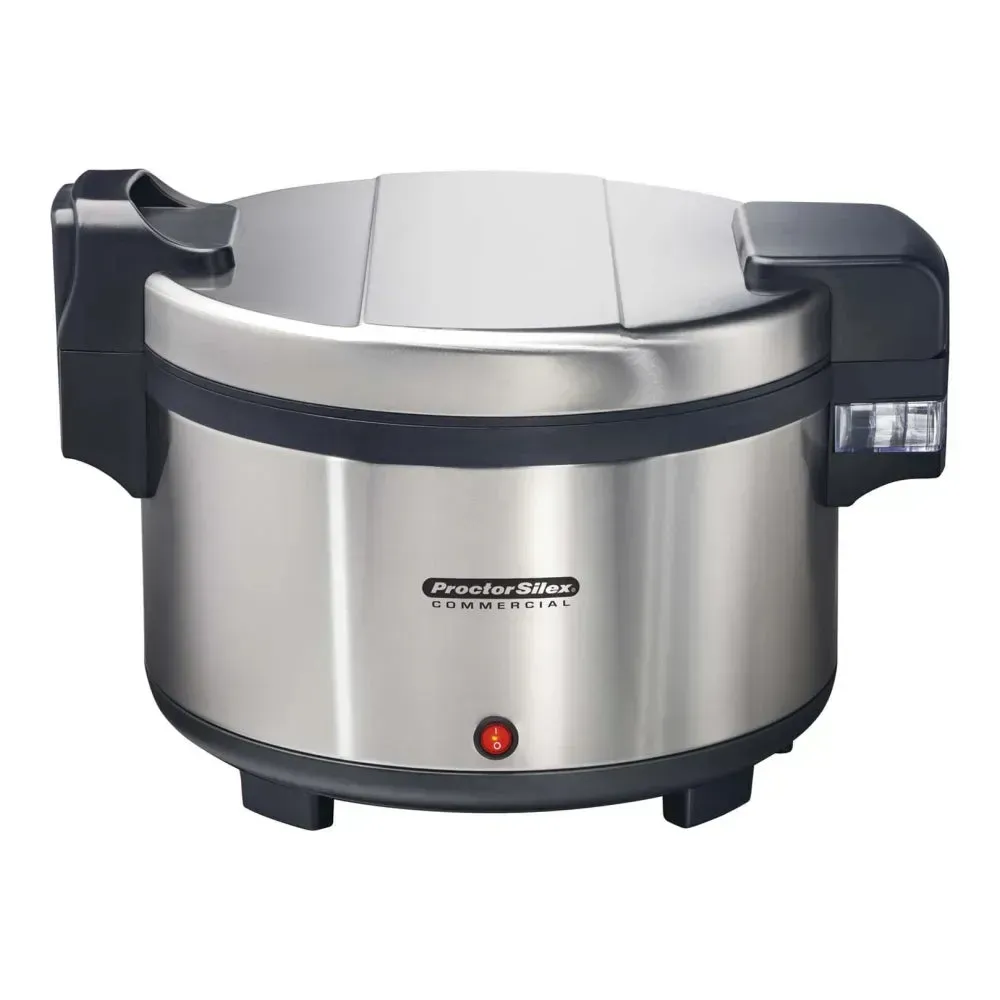 Hamilton Beach rice warmer for hotel buffets and cafeterias, keeping rice warm for hours with stainless design and tight moisture-sealing lid.