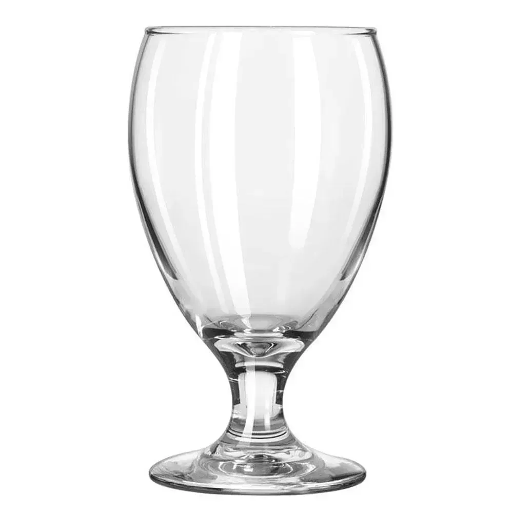 Teardrop goblet glass from Libbey with a customizable finish, perfect for serving water, wine, or cocktails at catered events or banquets.