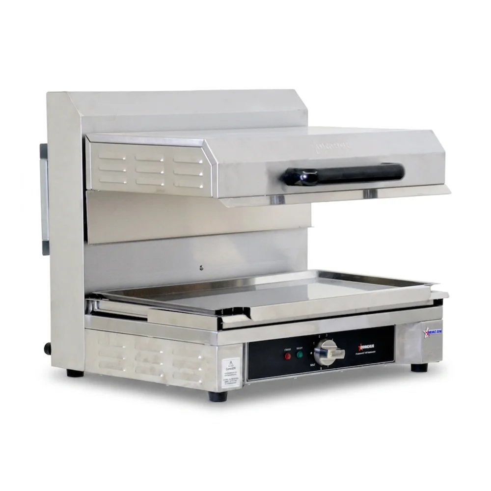 Omcan 43450 23" Electric Salamander Broiler with 14" × 21" Warming Base, Stainless Steel, Quartz Adjustable, 240V, 3200W