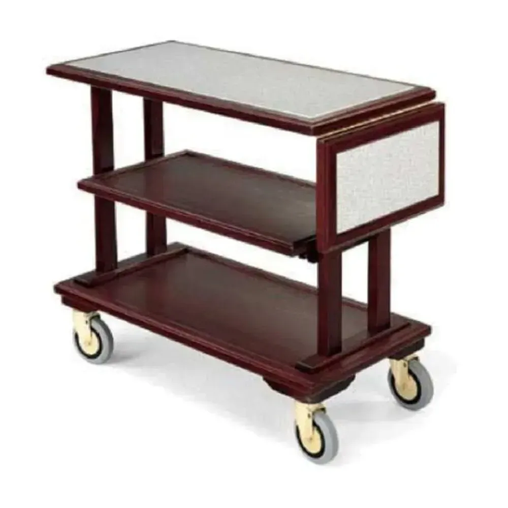 Forbes Industries hardwood service cart with full wood body,streamlined solution for elegant and efficient service in hospitality environments.
