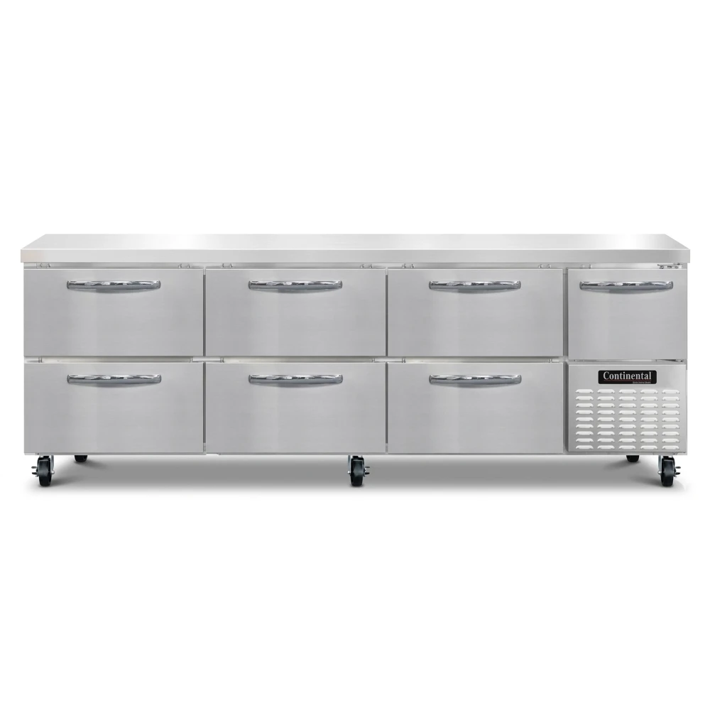 Continental Refrigerator RA93N-D 93" Worktop Refrigerator, 6 drawers with Flat Top