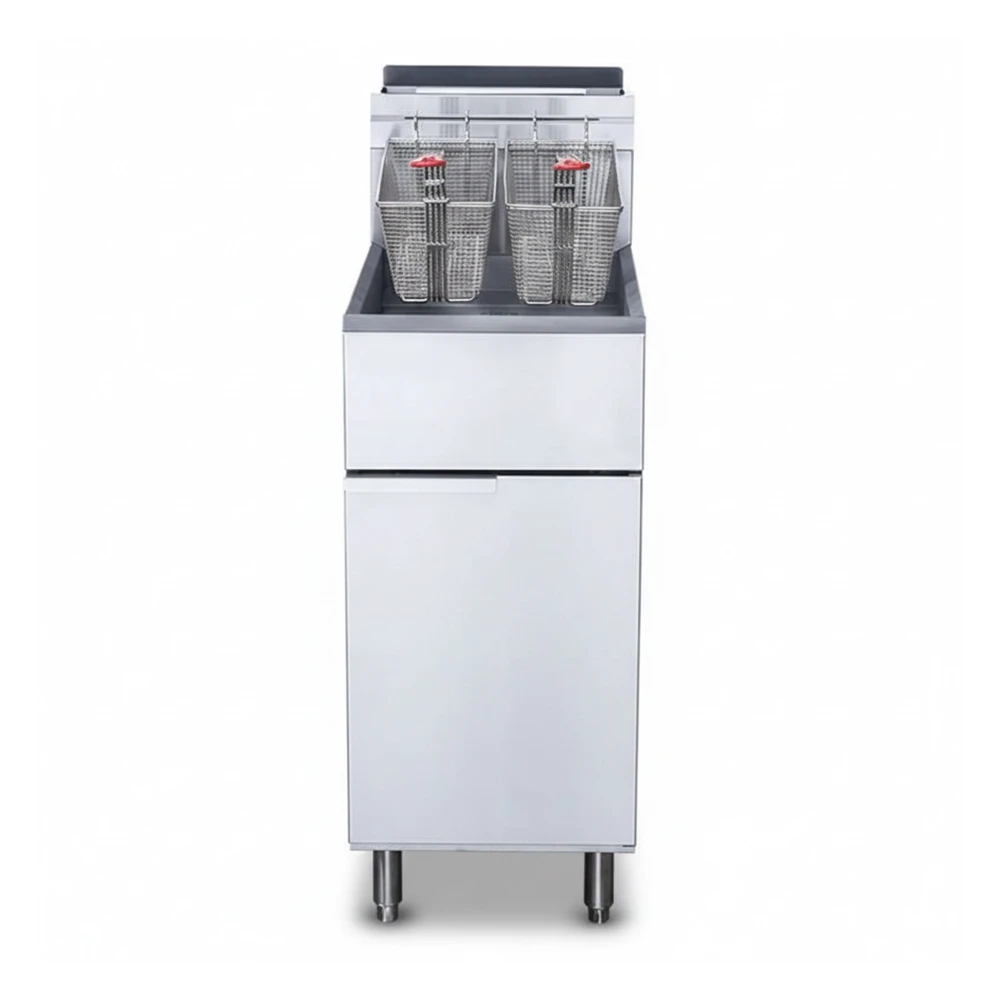 KitchenCore Series 16" Commercial Natural Gas Fryer, 4 Burners, 50 lb Vat, 120,000 BTU