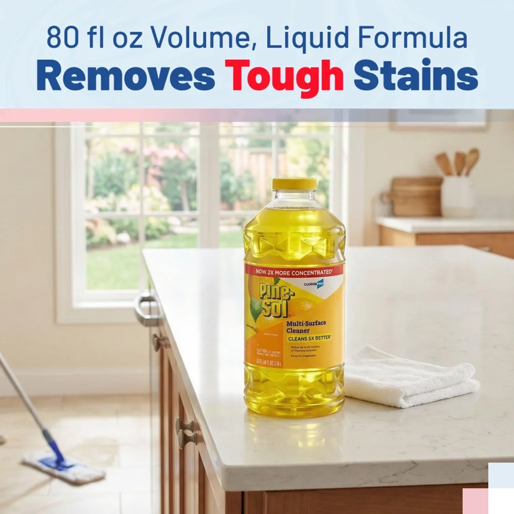 Clorox 80 fl oz. Pine-Sol Multi-Surface Cleaner, Lemon Fresh Scent, 3/Case
