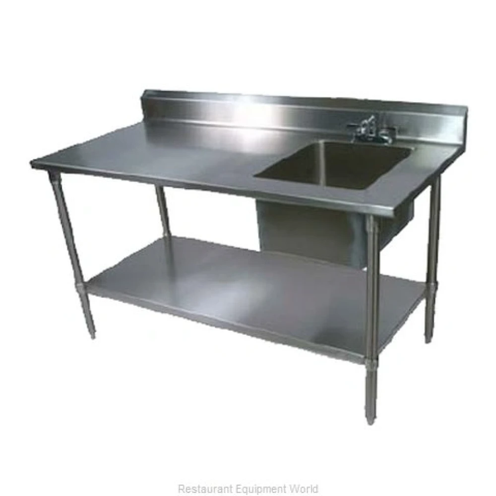 John Boos 72" Work Table with Right Prep Sink, Stainless Steel Top & Legs, NSF/CSA