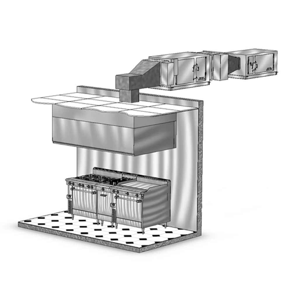 Fast Kitchen Hoods 18.8 ft Commercial Kitchen Hood System with Makeup Air Unit, Fire Suppression, Exhaust Fan & Vent Filtration System