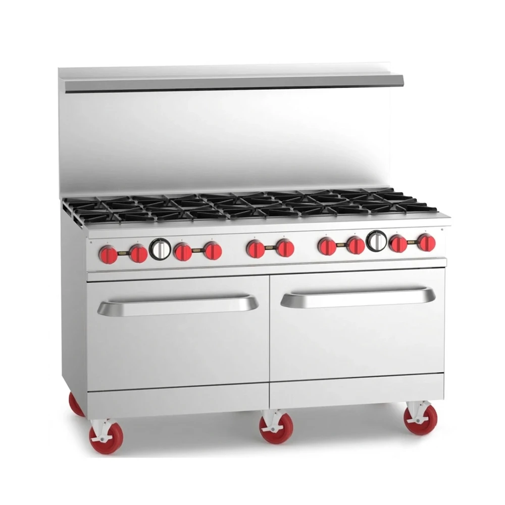 ChefPro Series 60" Commercial Gas Range with 2 Ovens, 10 Burners, 362,000 BTU