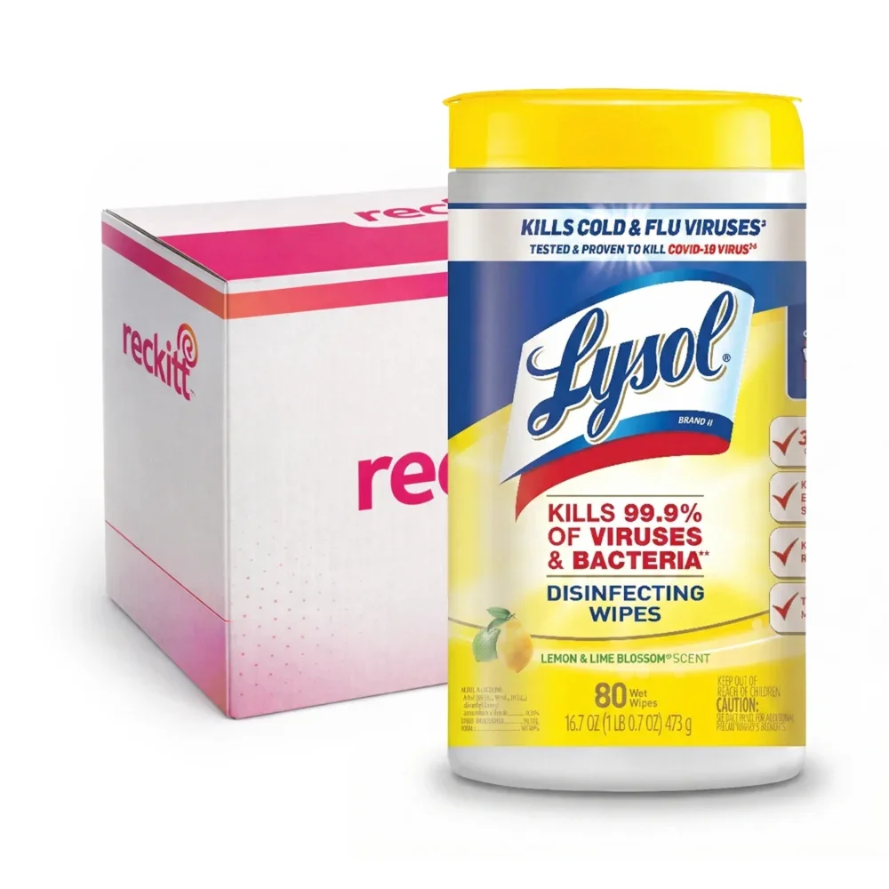 Reckitt Benckiser 80 Count Lemon & Lime Blossom Disinfecting Wipes, 6/Case