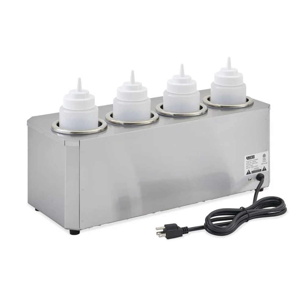Kratos 80260 21" Quadruple Sauce / Topping Bottle Warmer, Countertop, 32 oz per Bottle, 4 Squeeze Bottles, 120V, 800W