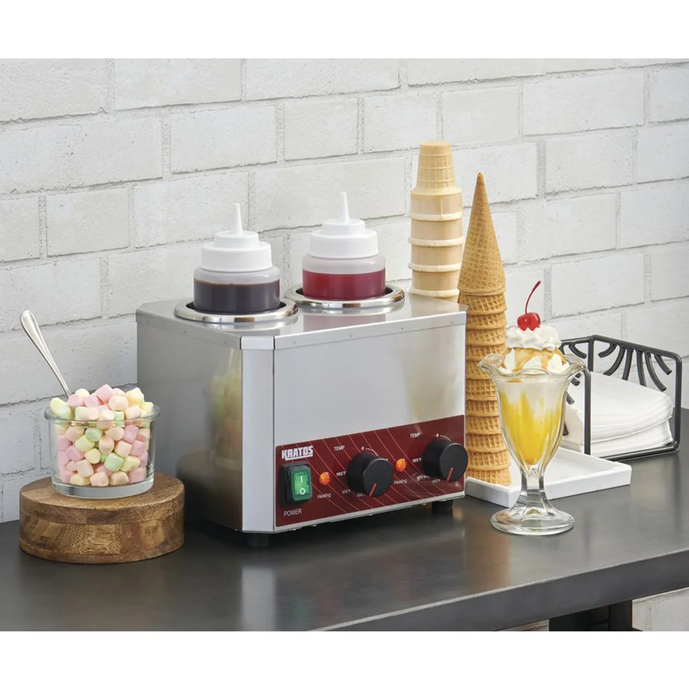 Kratos 80487 11" Double Sauce / Topping Bottle Warmer, Countertop, 32 oz per Bottle, 2 Squeeze Bottles, 120V, 400W