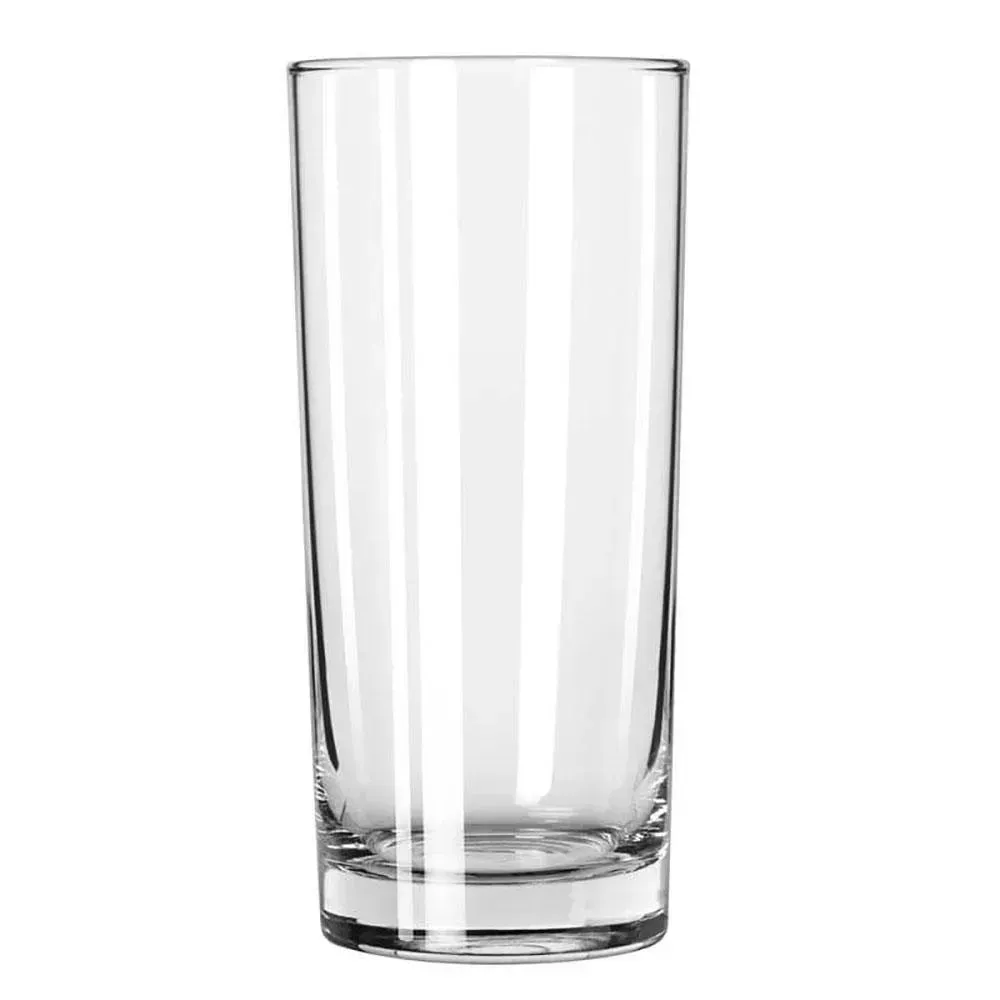 Round cooler glass by Libbey, designed for cocktails and mixed drinks, ideal for restaurant beverage service and hotel bar or dining rooms.