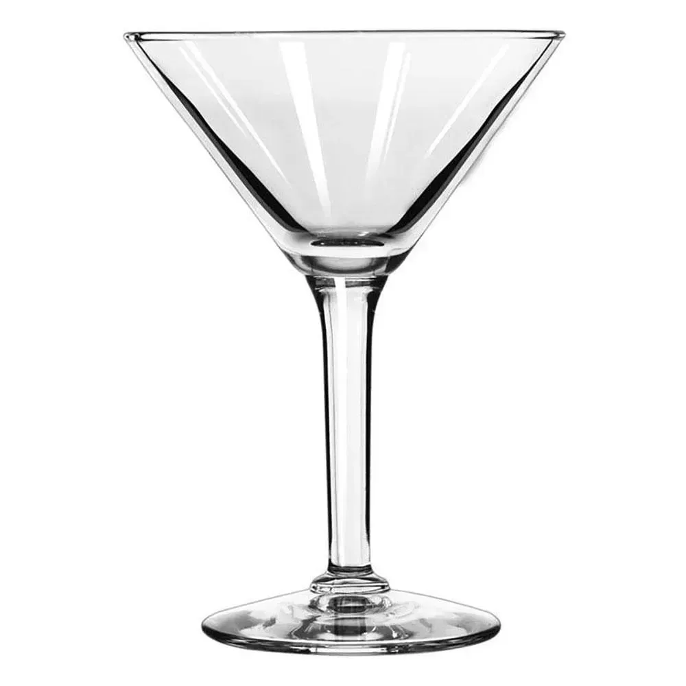 Round martini glass from Libbey with a classic design, perfect for hotel bar menus or restaurant cocktail service, balancing style and durability.
