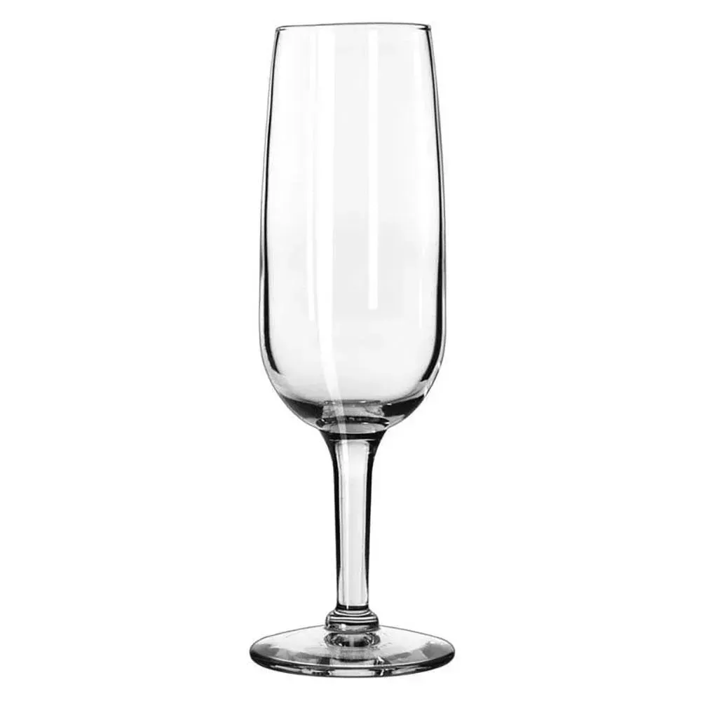 Elegant round champagne flute from Libbey, customizable for restaurant branding or hotel events, ideal for sparkling wine and celebrations.