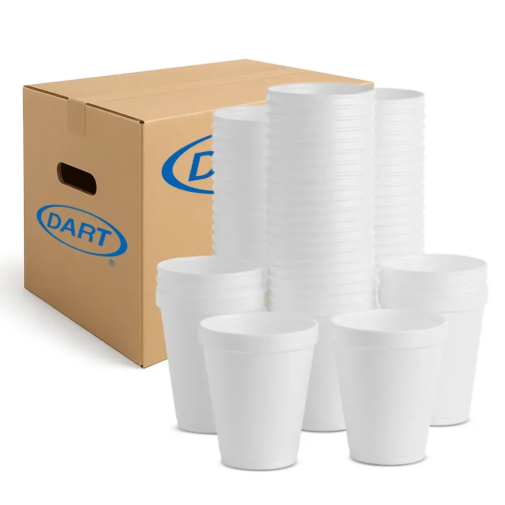 Dart 8J8 8 oz Foam Cup, White, 1000/Case