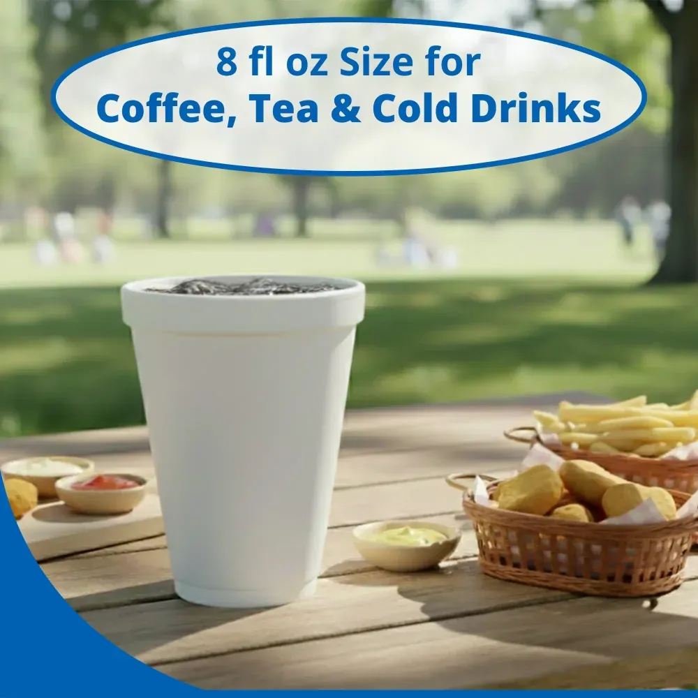 Dart 8J8 8 oz Foam Cup, White, 1000/Case