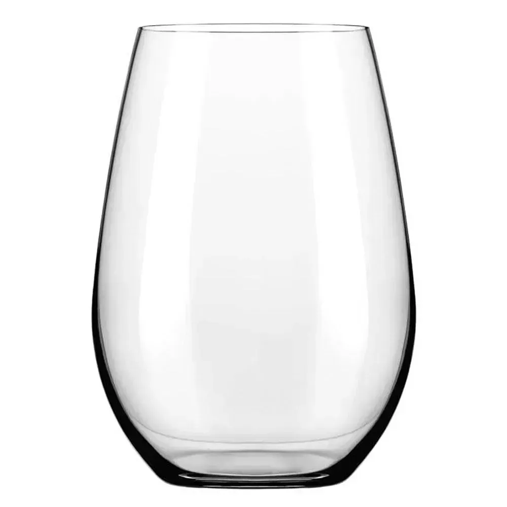 Compact stemless wine glass by Libbey with a clean look, perfect for by the glass wine in cafés, hotel suites, or casual restaurant dining.