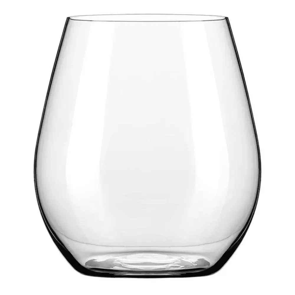 Stemless red wine glass by Libbey offers relaxed elegance for restaurant tables, hotel lounges, or cafe patios, with a smooth sheer rim.