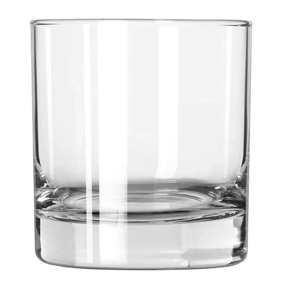 Compact heavy base rocks glass by Libbey, ideal for cafe cordials, hotel turndown spirits, or restaurant dessert pairings with crystal clarity.