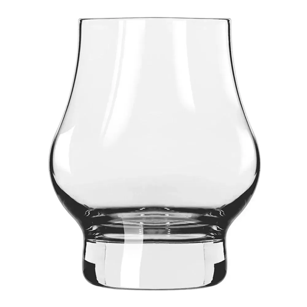 Premium round whiskey glass by Libbey with a sheer rim elevates cafe tastings and hotel lounges, its crystal clarity showcases amber hues.