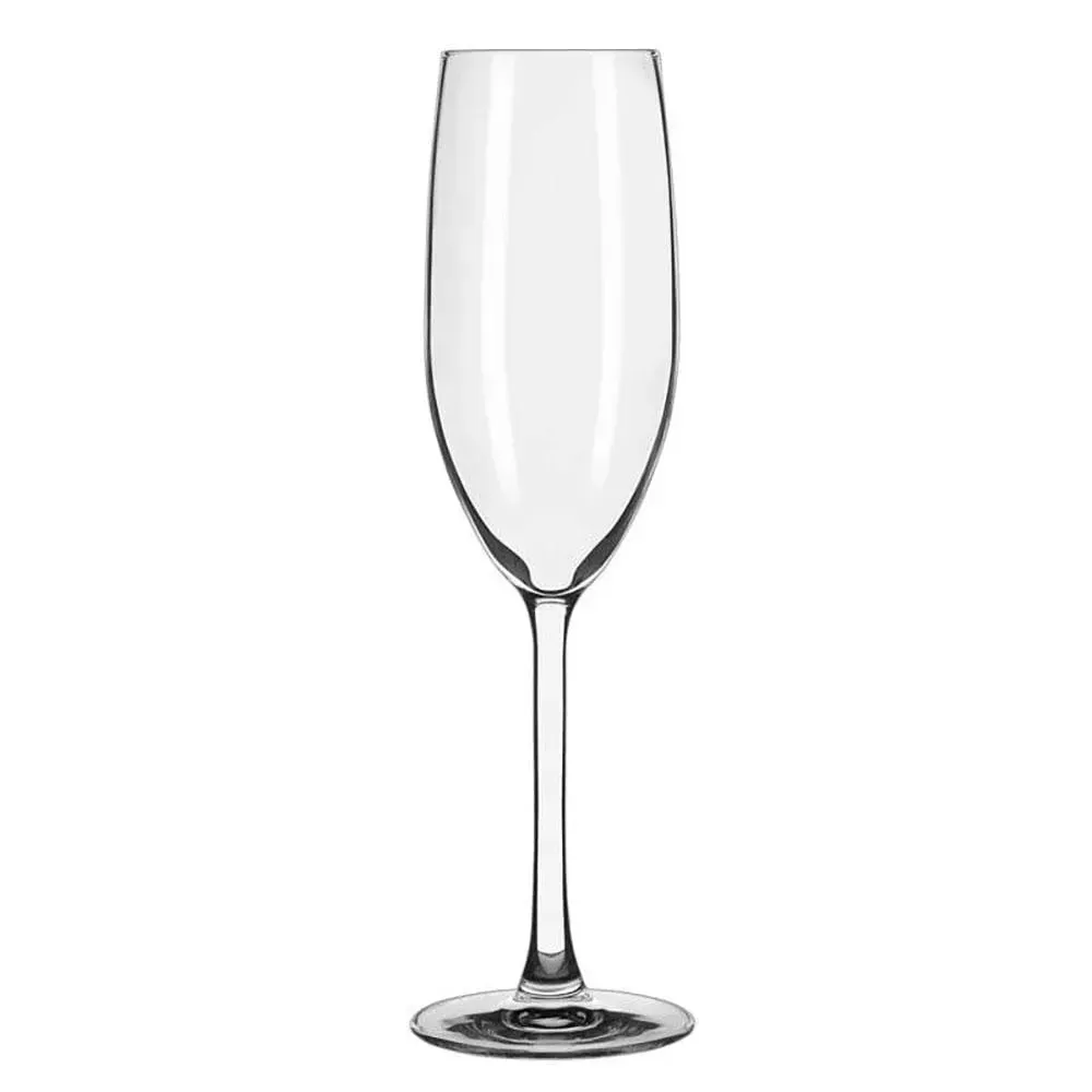 Performa contour champagne flute by Libbey with a slender bowl and elegant stem, perfect for brunch toasts in hotels or festive cafés.