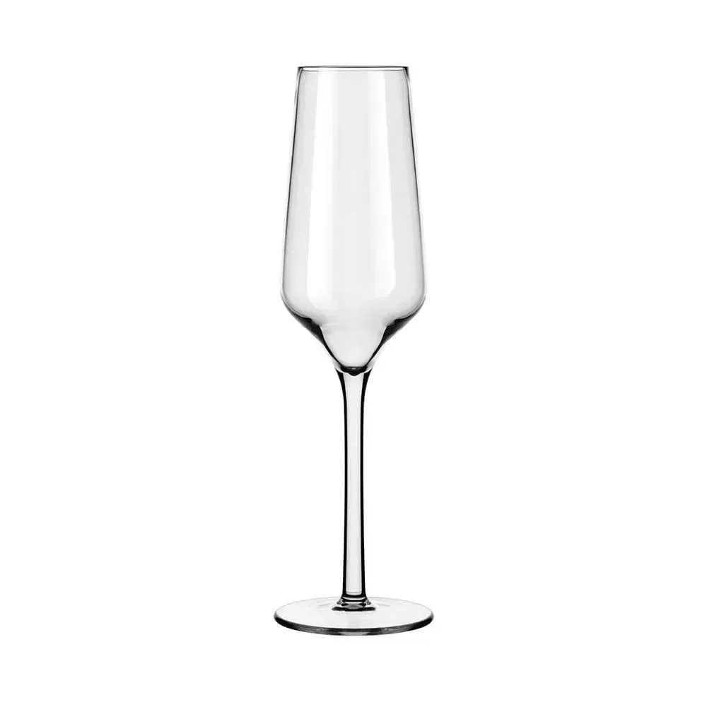 Stemmed Tritan champagne flute from Libbey, designed for unbreakable toasts and safe, stylish sparkling wine service at outdoor celebrations.