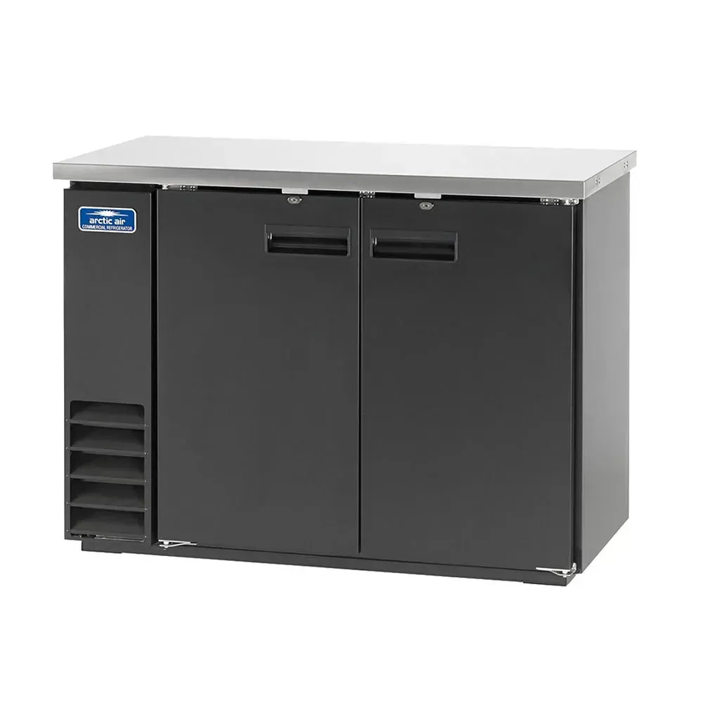 Arctic Air double door solid back bar refrigerator providing secure chilled beverage storage for cafes, bars, and restaurants with limited space.