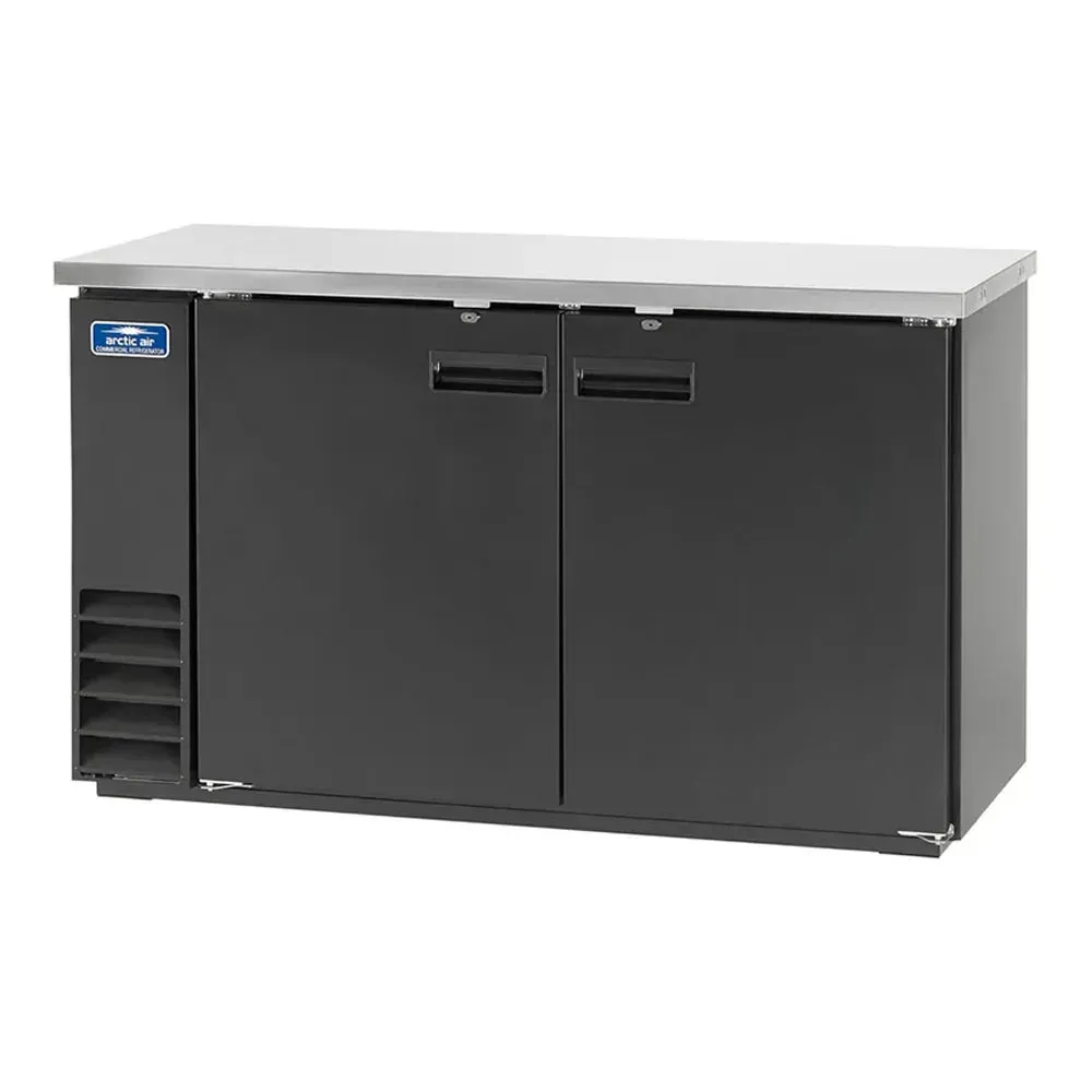 Arctic Air standard double door solid back bar refrigerator offering secure chilled storage for drinks in restaurants, bars, and commercial kitchens.