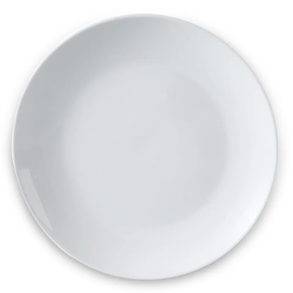 Coupe plate by Yanco China in white chinaware, a versatile and durable choice for salads or entrées in casual dining settings.