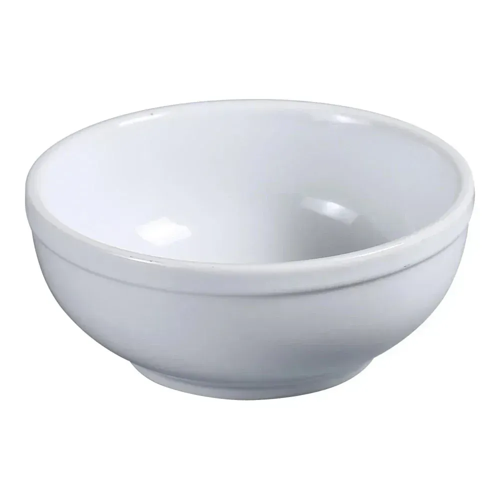 Medium white Yanco China chinaware nappie bowl, versatile and durable, perfect for soups, stews, pasta, or side dish presentation.